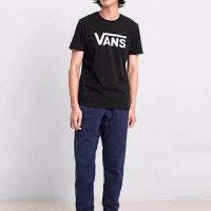 Vans Size Large Classic Black Crew Neck Short Sleeve Shirt with White Vans Logo